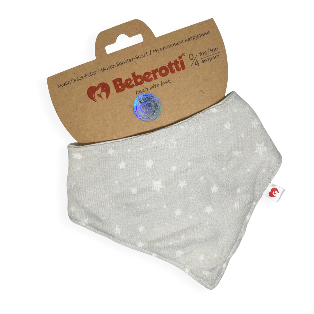 Organic Muslin Baby Bandana Bib Grey/star
