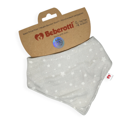 Organic Muslin Baby Bandana Bib Grey/star