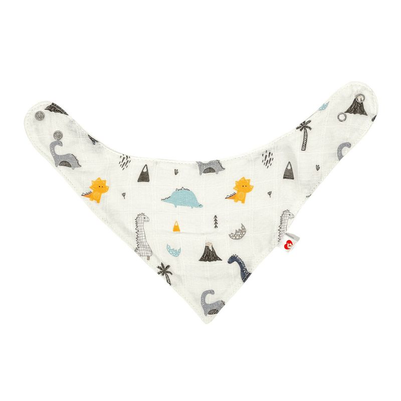 Beberotti Bavoir bandana bébé en mousseline biologique blanc/dino, weiß/dino – photo produit, annea…