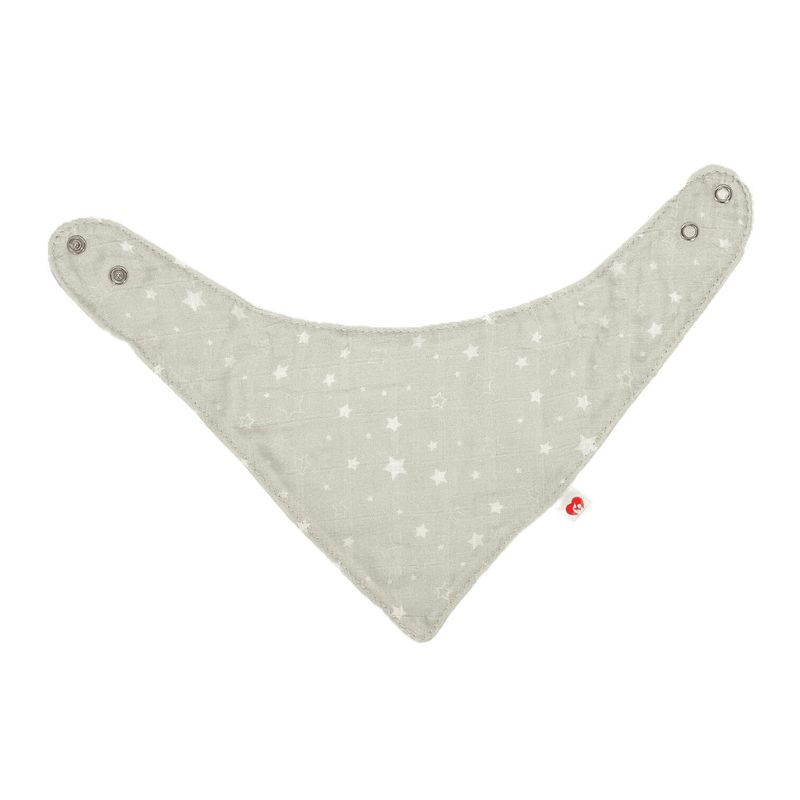 Beberotti Bavoir bandana bébé en mousseline biologique, grau /sterne – photo produit, anneau de den…