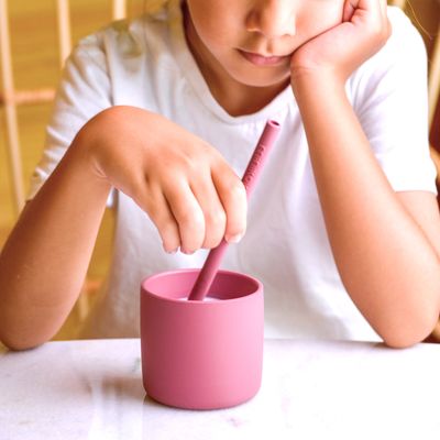 MinikOiOi Flexi Straws - 3 pcs &amp; Brush - Velvet Rose - Reusable silicone straw with brush – product…