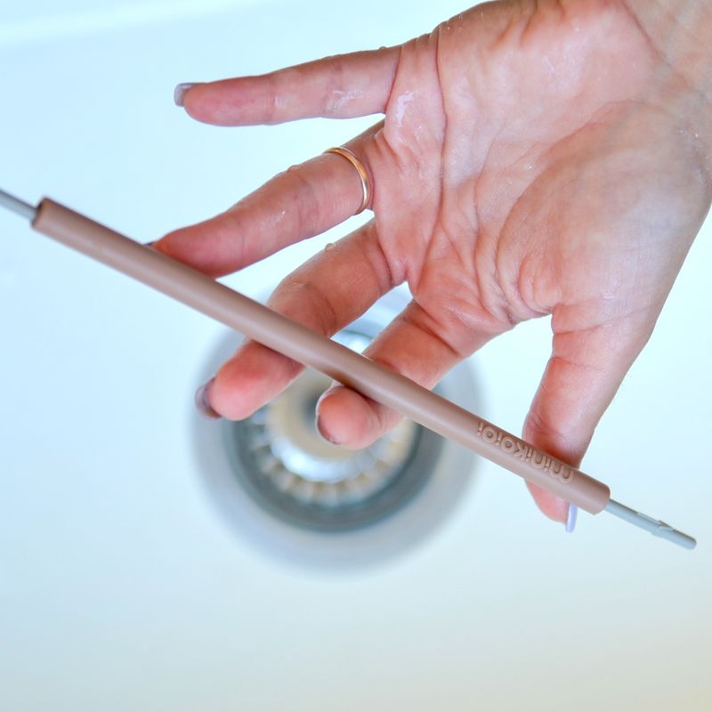 MinikOiOi Flexi Cannucce - 3 pezzi e spazzola - Marrone Legnoso - Cannuccia in silicone riutilizzab…