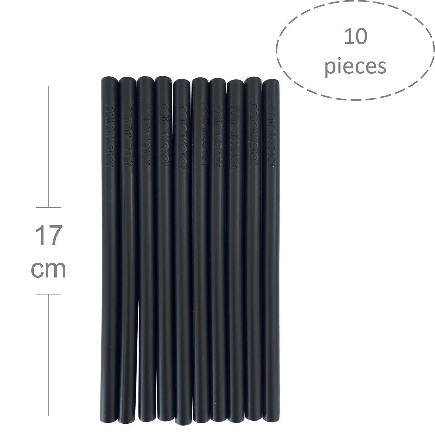 MinikOiOi Flexi Straws 10 pcs - Bitter Black - Reusable silicone straw