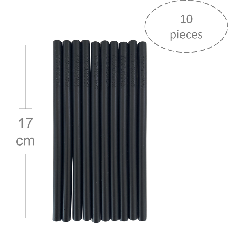 MinikOiOi Flexi Straws 10 pcs - Bitter Black - Reusable silicone straw
