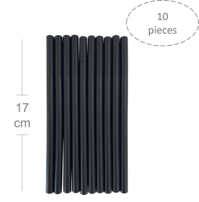 MinikOiOi Flexi Straws 10 pcs - Bitter Black - Reusable silicone straw