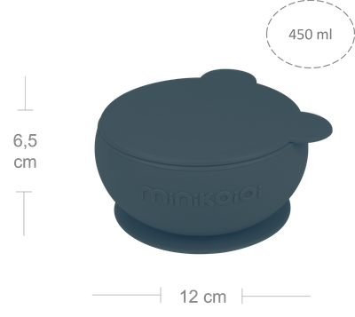 MinikOiOi Bowly - Deep Blue - Stay-put suction bowl with lid