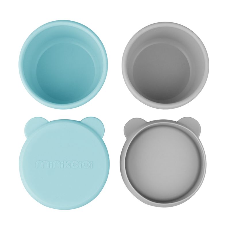 MinikOiOi Mini Bowl with Lid, 2 pcs,  Aqua Green / Powder Grey