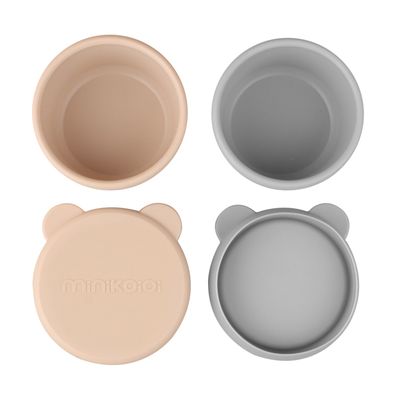 MinikOiOi Mini Bowl with Lid, 2 pcs,  Bubble Beige / Powder Grey