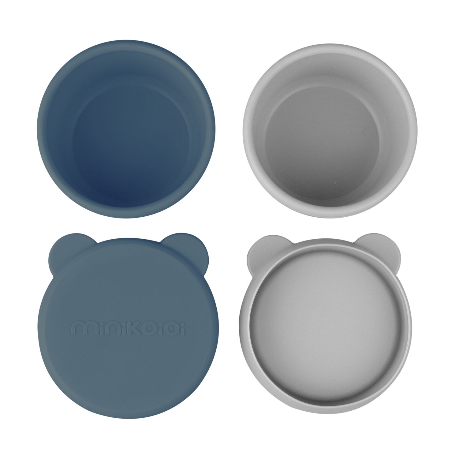 MinikOiOi Mini Bowl with Lid, 2 pcs,  Deep Blue / Powder Grey