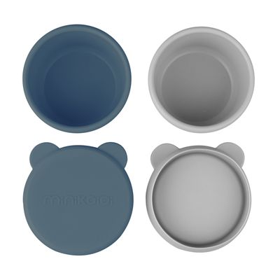 MinikOiOi Mini Bowl with Lid, 2 pcs,  Deep Blue / Powder Grey