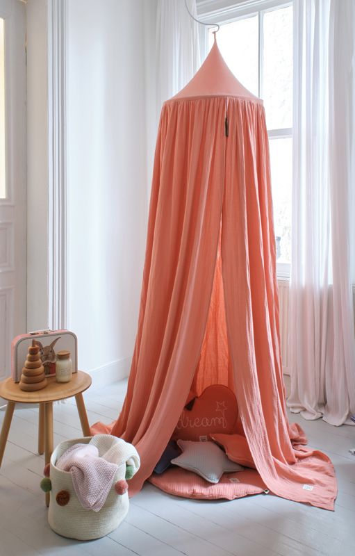 Funnababy Muslin - Oslo Canopy - Coral - Pink – product image, baby sleep essentials, arts and craf…