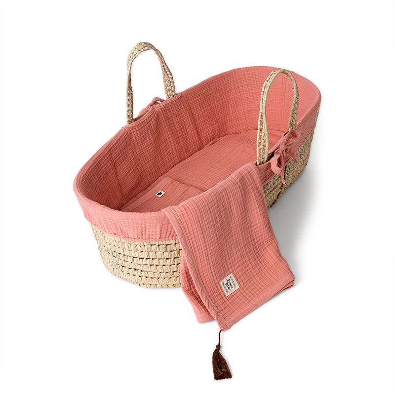 Funnababy® Muslin Moses Basket Textiles - Coral - Pink - 85 Cm