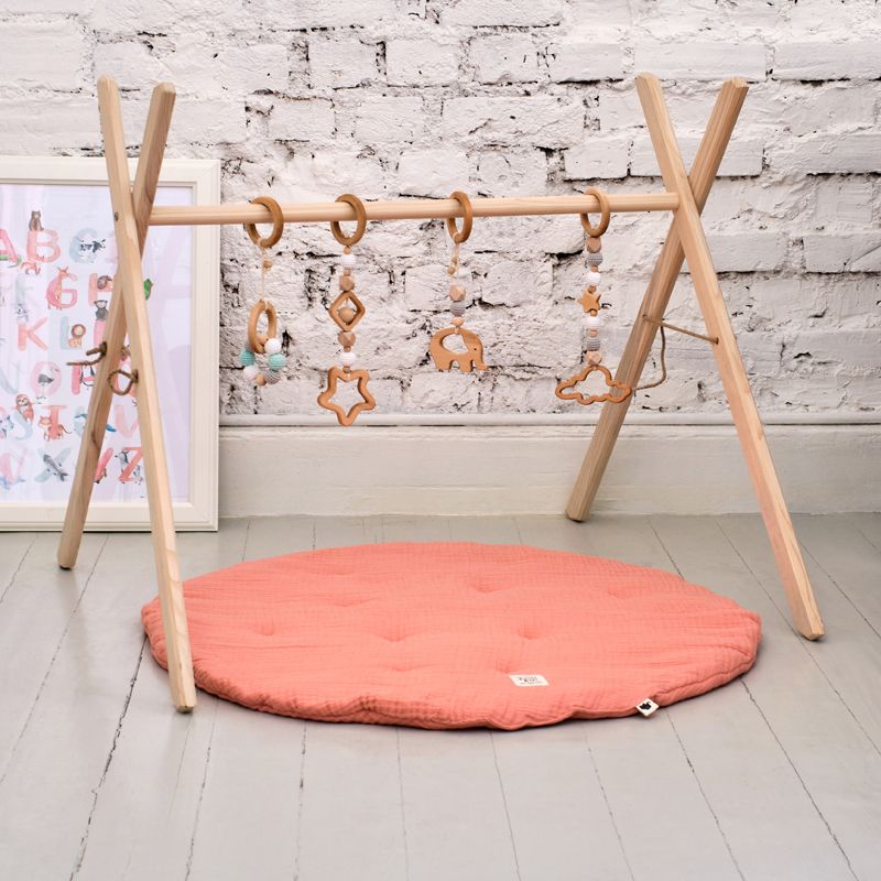 Funnababy Muslin Playmat - Coral - Pink - 110x110 Cm, Korall – product image, tummy time toy, baby …