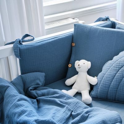 Funnababy Muslin U Bumper - Blue- 60x120 / 70x140 Cm – product image, baby sleep essentials, baby t…