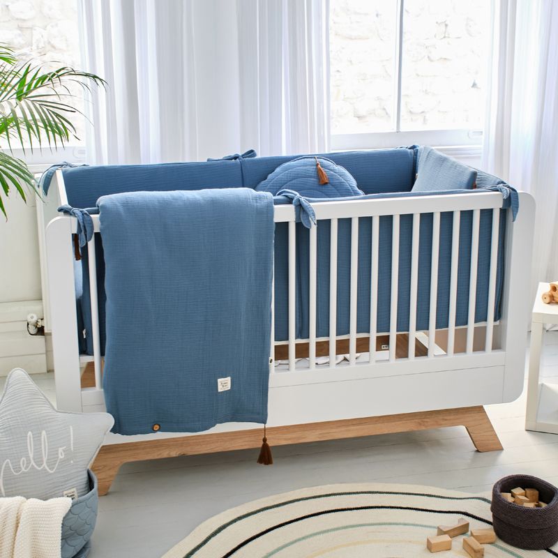 Funnababy Tour de Lit Universel en Mousseline - bleue - 70x130 cm, Blau – photo produit, sommeil bé…