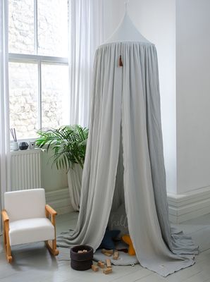 Funnababy Muslin - Oslo Canopy - Dove - Grey – product image, baby sleep essentials, baby textile