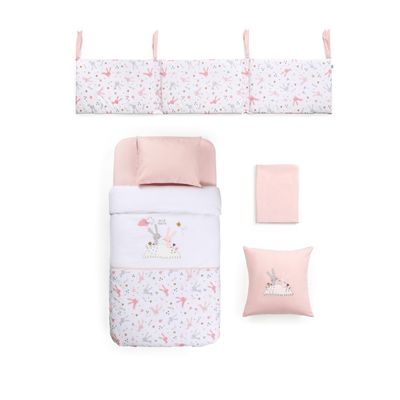 Funnababy® Bedding Set (7 Pcs) - Rabbit - Pink - 60/70 Cm