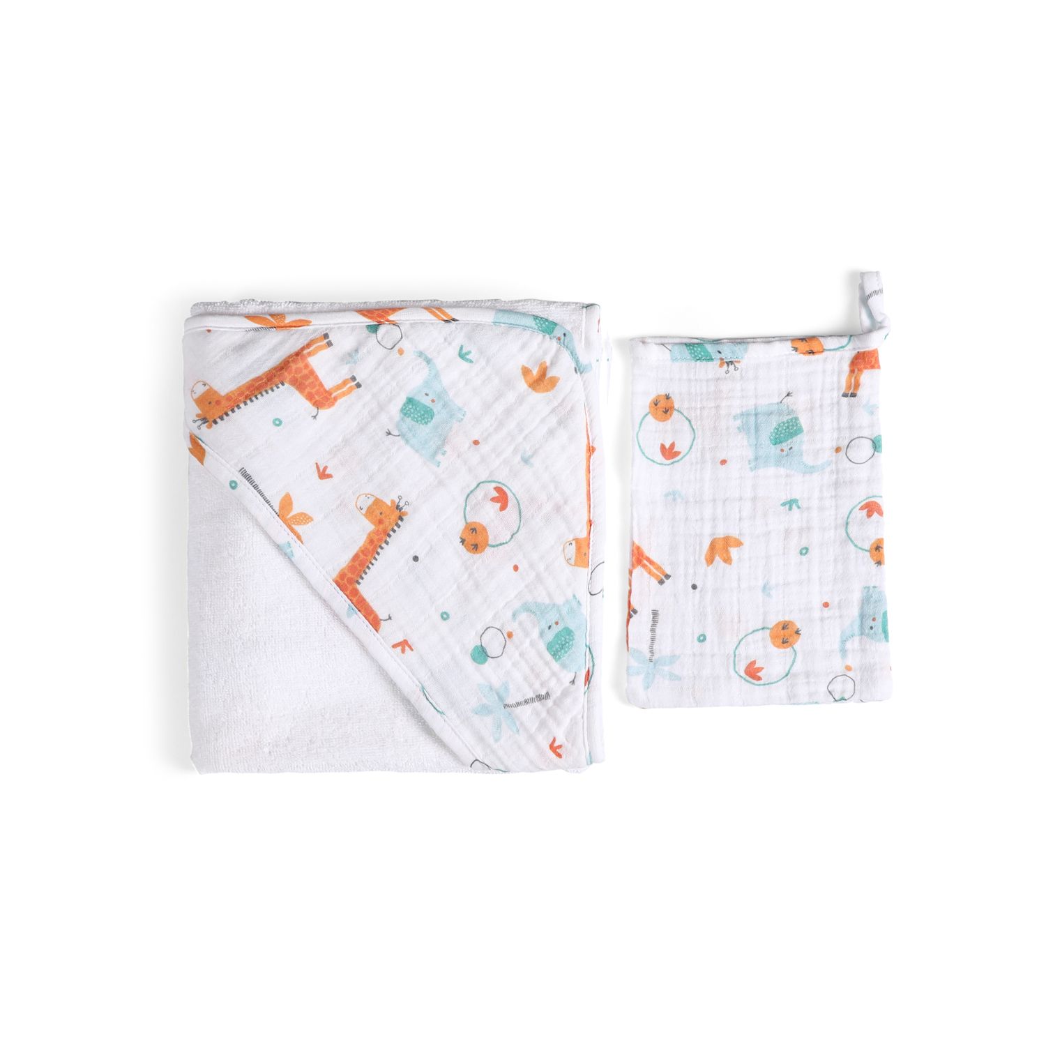 Funnababy® Hooded Towel Set - Giraffe - Blue - 75 X 75 Cm