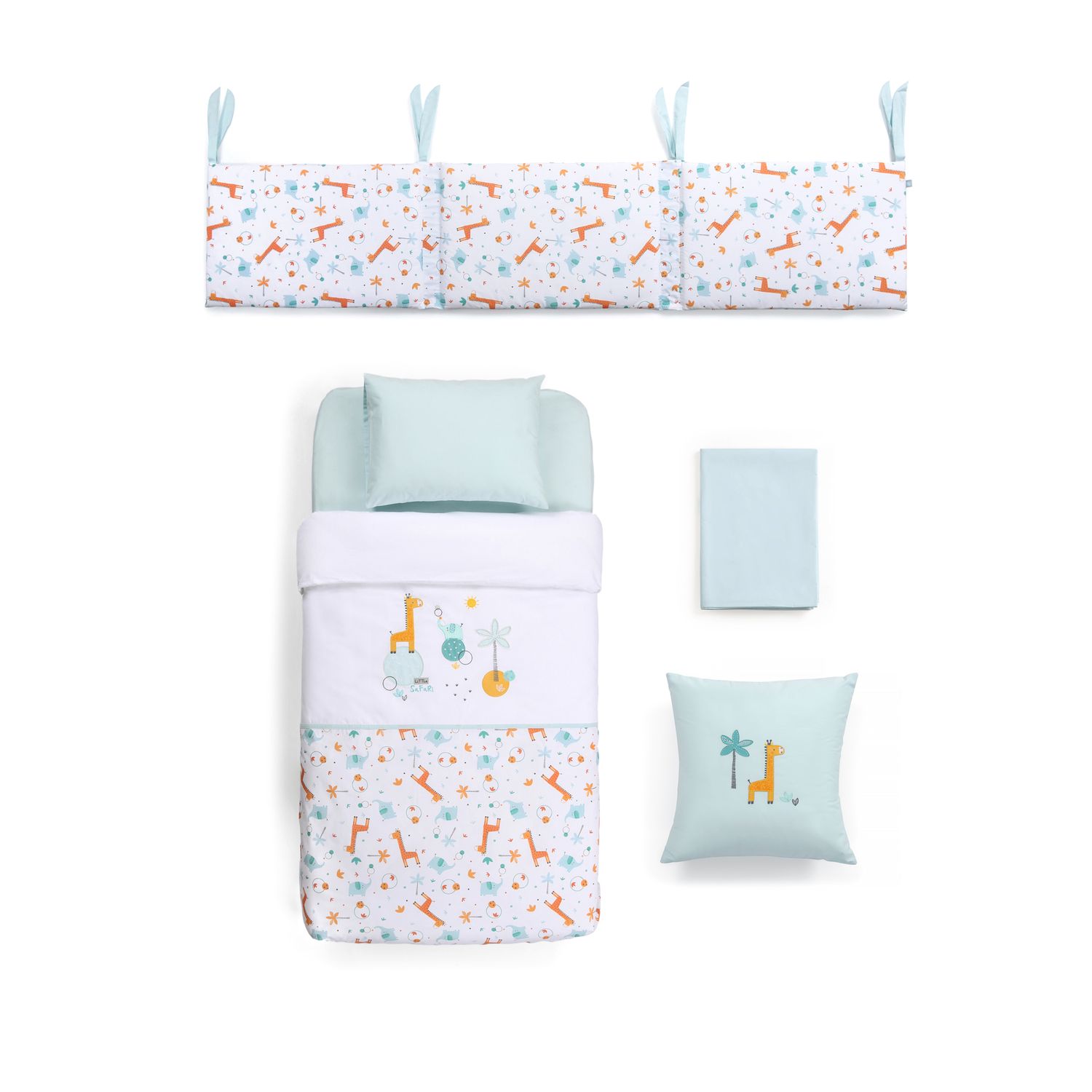 Funnababy® Bedding Set (7 Pcs) - Giraffe - Blue - 60/70 Cm