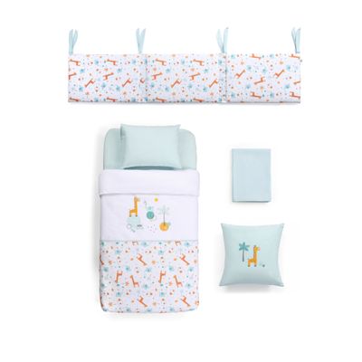 Funnababy® Bedding Set (7 Pcs) - Giraffe - Blue - 60/70 Cm