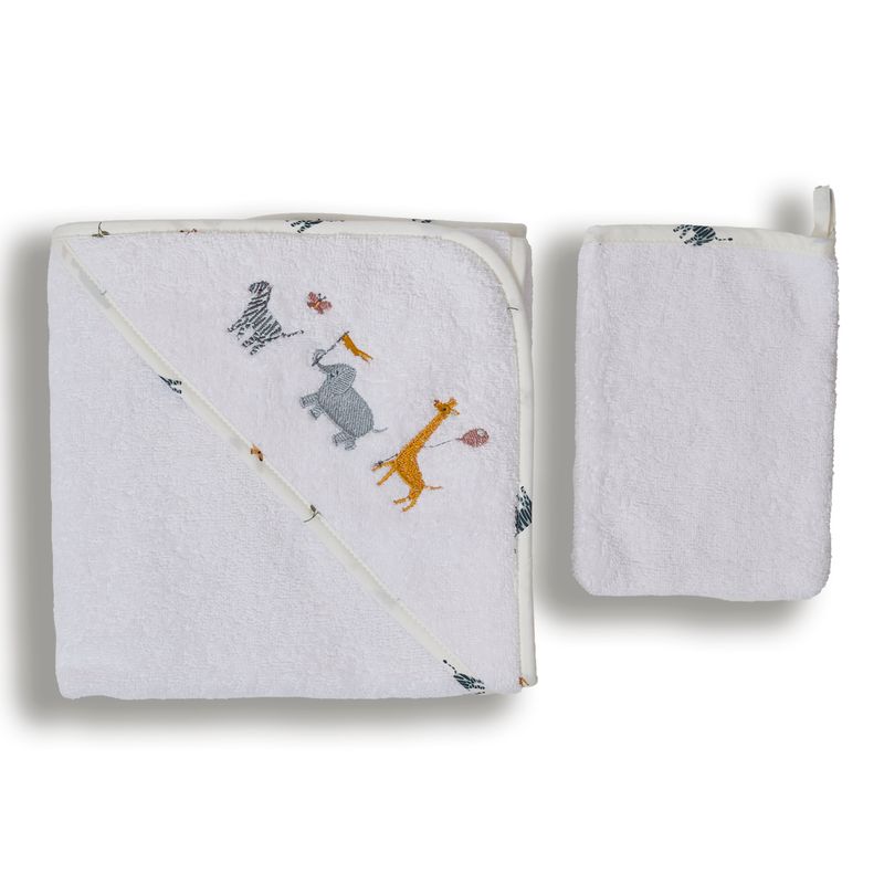 Funnababy® Hooded Towel Set - Zoo - Blue - 75 X 75 Cm