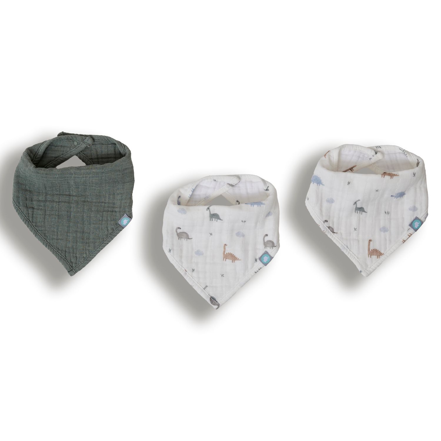 Funnababy®  Bandana Bib Set (3 Pcs) - Dinosaurus - Green - 0/1 Years