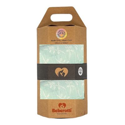 Beberotti® Couverture d&#39;emmaillotage en mousseline biologique Mint 120х120 cm