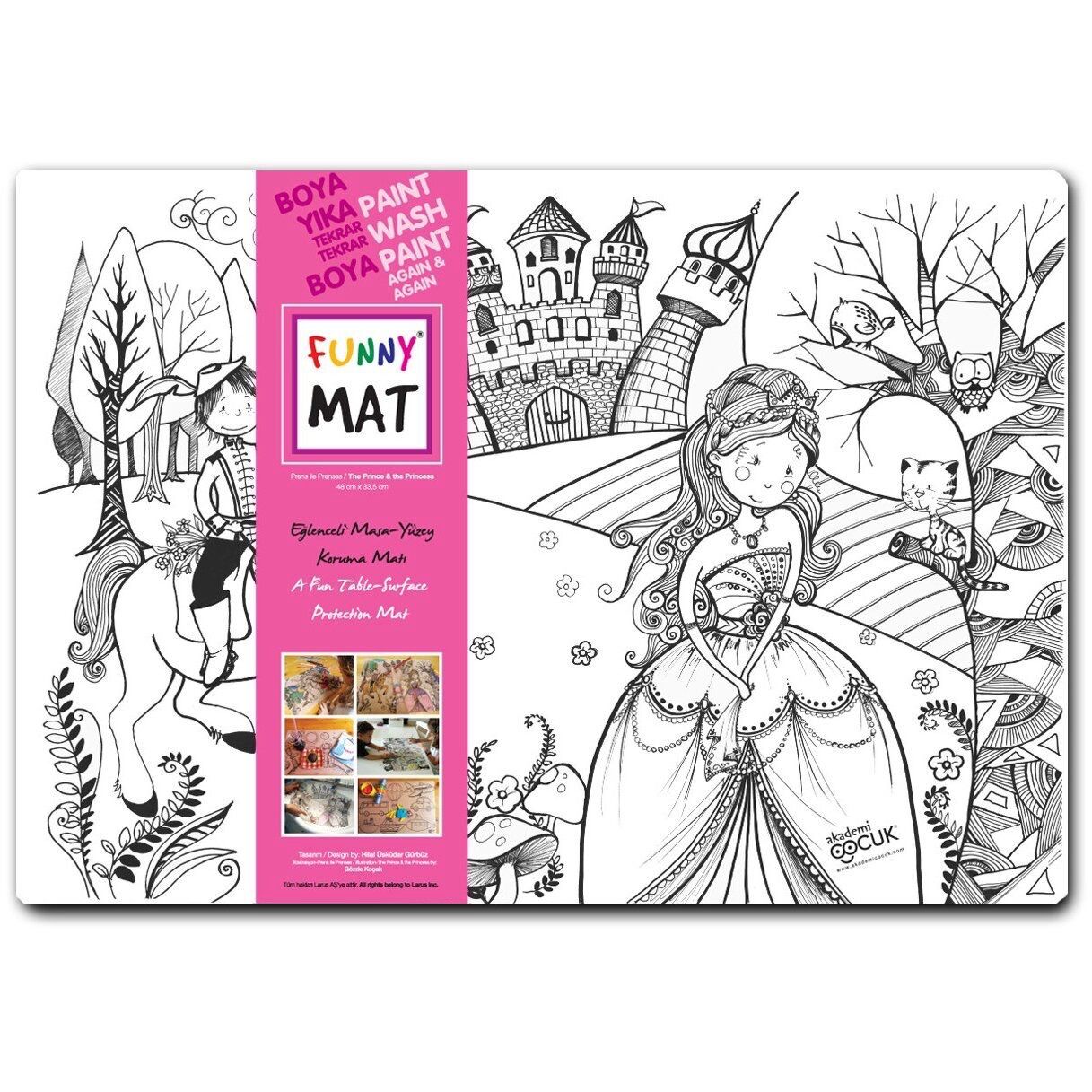 Funny Mat 3in1 Desk Mat, Reusable Coloring Book, Craft Mat for Kids. CONSTRUCTION VEHICLES