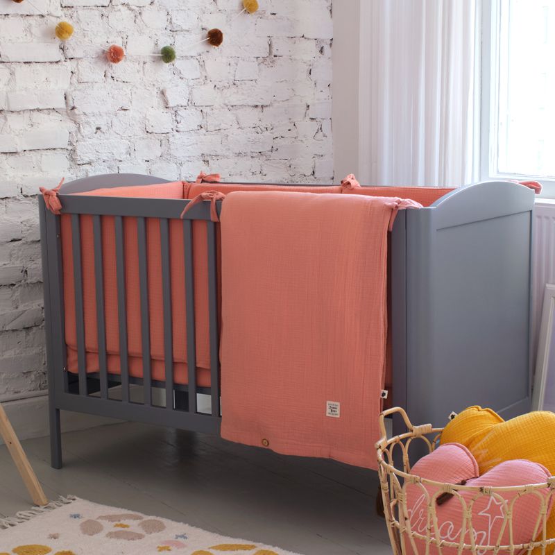 Funnababy Tour de Lit Universel en Mousseline - Corail - Rose - 70x130 cm – photo produit, sommeil …