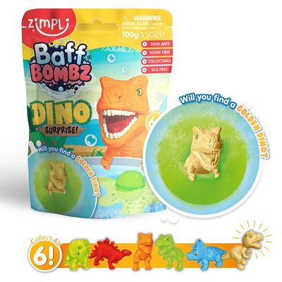 Zimpli Baff Bombz Surprise Dino Figure, Large Bath Bomb