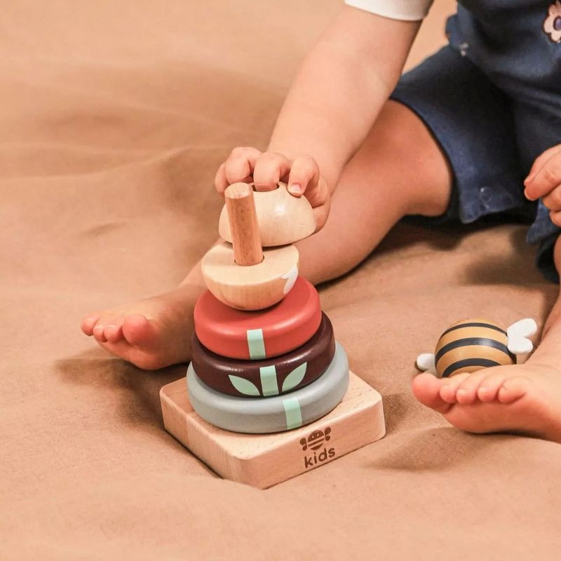 Just Bee Kids Jeu d'Empilage Abeille en Bois, pour la Motricité Fine – photo produit, jouet sensori…