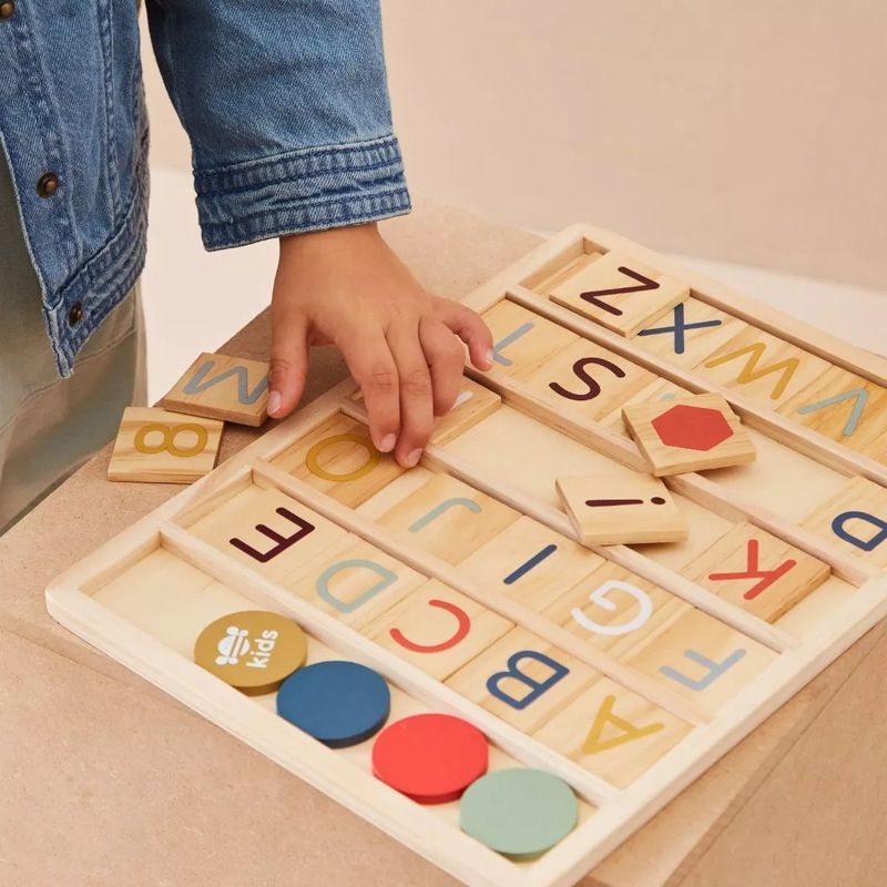 Just Bee Kids Wooden Alphabet Learn &amp; Play Puzzle for Learning Letters – product image, STEM toy, w…
