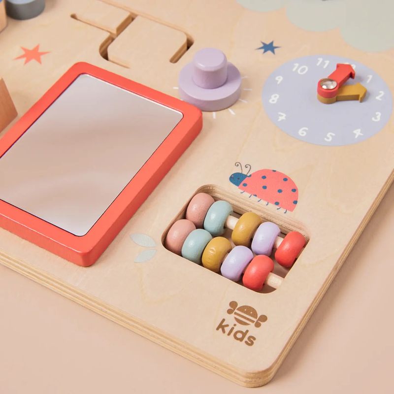 Just Bee Kids Wooden Busy Board (FSC) – product image, baby sensory toy, wooden toy