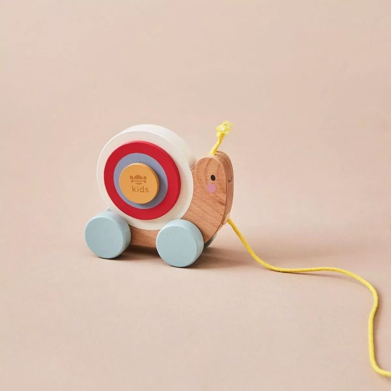 Just Bee Kids escargot en bois à tirer – photo produit, jouet en bois, jouet de motricité