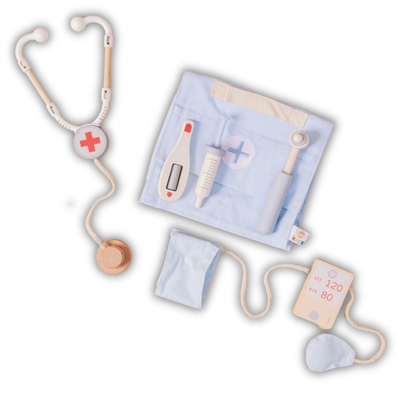 Just Bee Kids Wooden Doctor Pretend Play Set for Imaginative Play