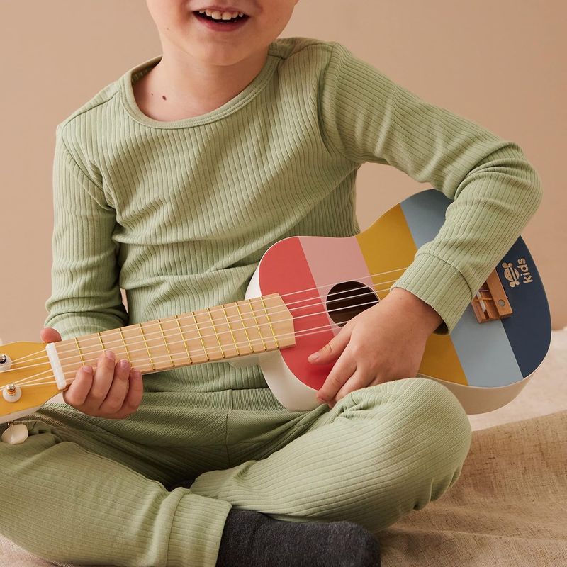 Just Bee Kids Stripe Wooden Guitar Toy – product image, wooden toy, pretend play toy