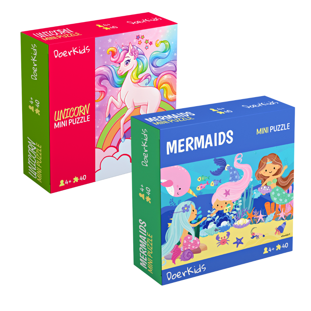 DoerKids® Magical Fantasy Puzzle Set: Unicorn &amp; Mermaid (2-pack)
