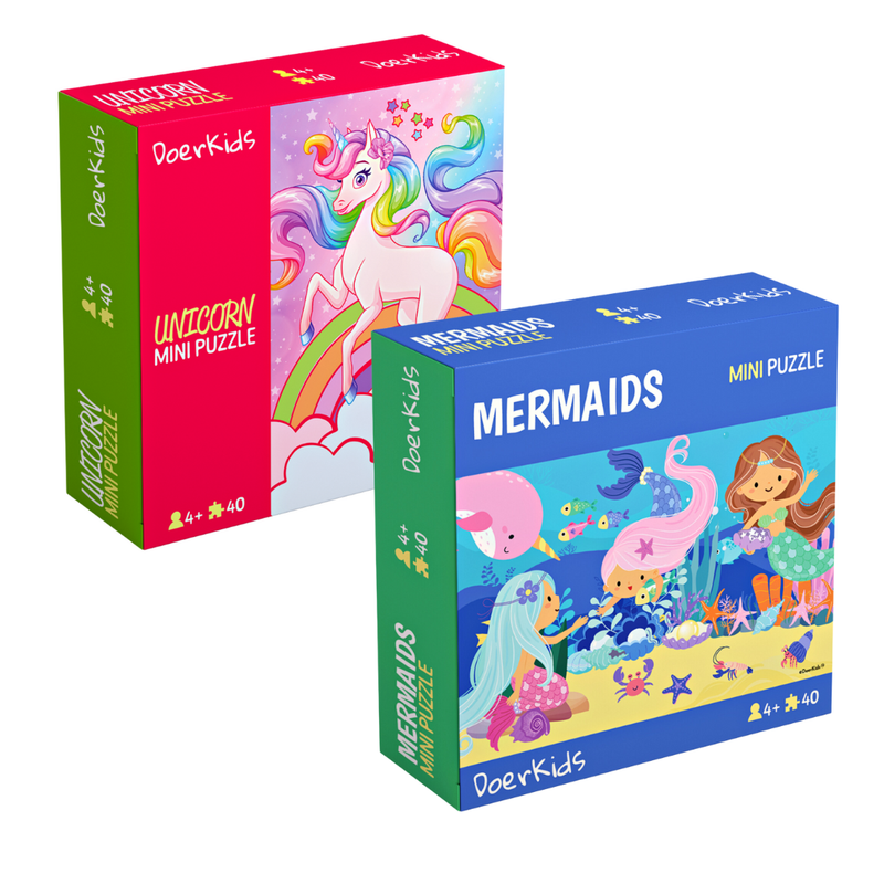 DoerKids® Magical Fantasy Puzzle Set: Unicorn &amp; Mermaid (2-pack)