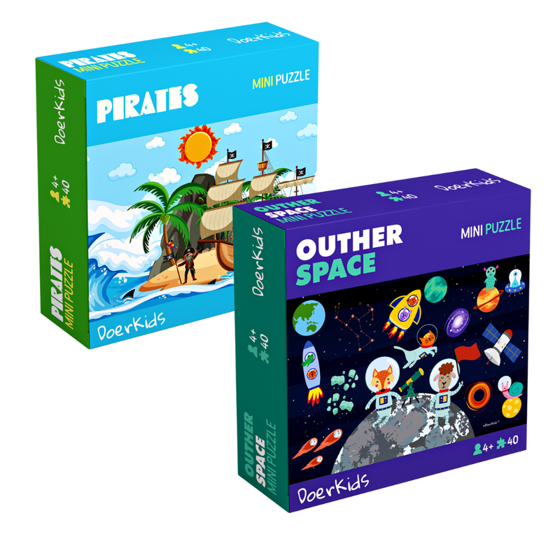 DoerKids Confezione Puzzle Esploratori: Pirati, Spazio, Costruzione &amp; Imparare le Forme (Confezione…