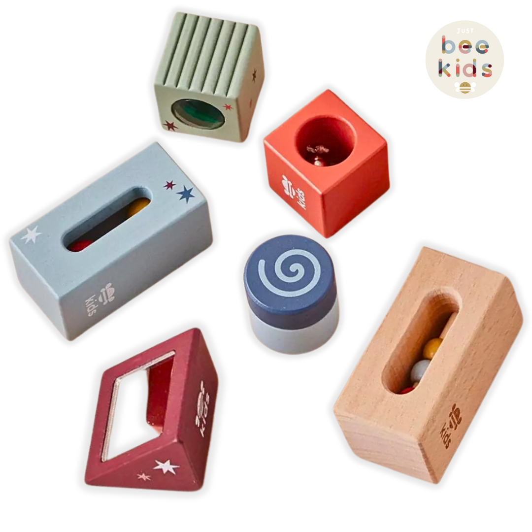 Just Bee Kids Wooden Sensory Blocks with Bag for Early Development