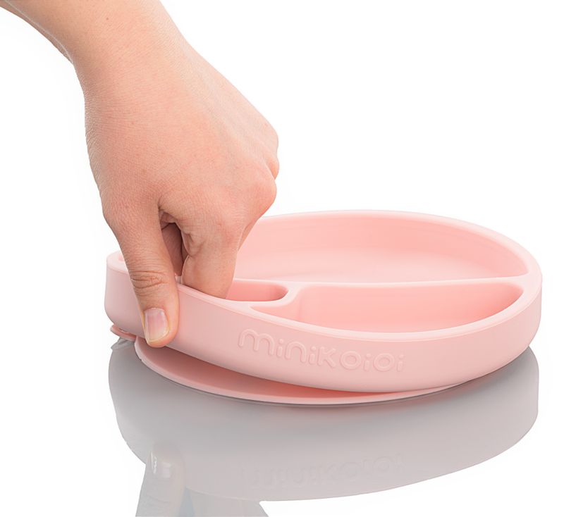 MinikOiOi Portions - Pinky Pink - Piatto in silicone con aspirazione – foto prodotto, set pappa bab…