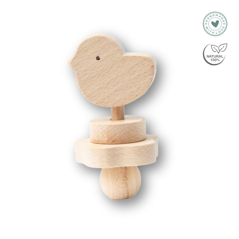 Childwood Handmade Wooden Rattle BIRD KLAP KLAP