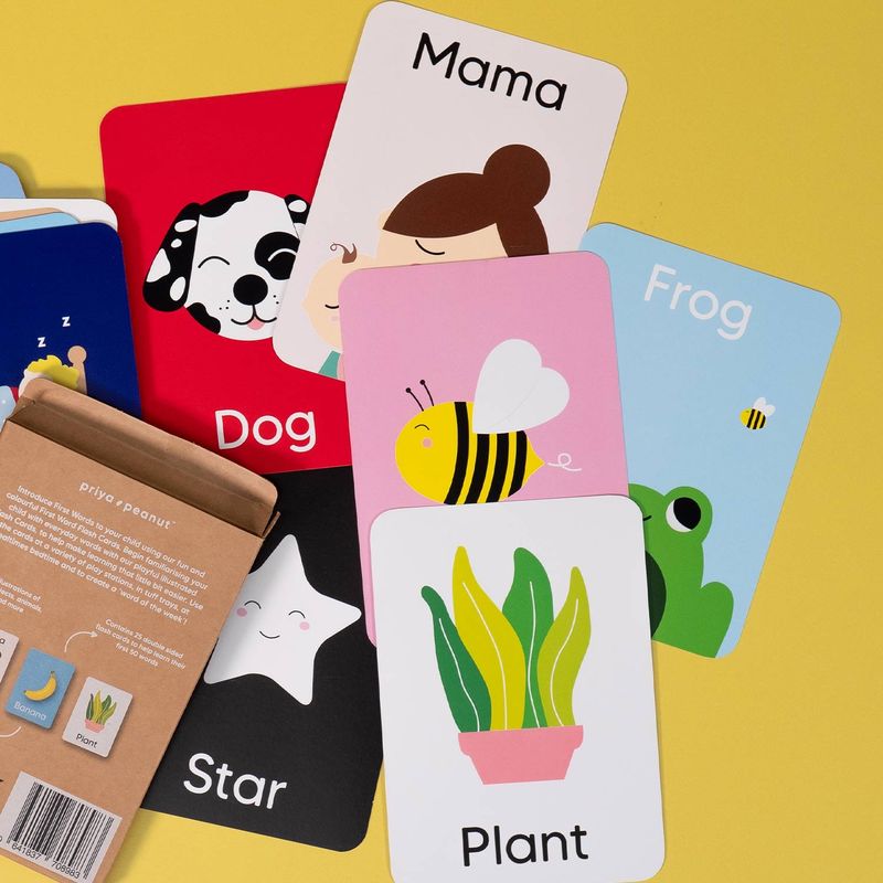 Priya &amp; Peanut Cartes flash Premiers Mots – 50 premiers mots pour tout-petits