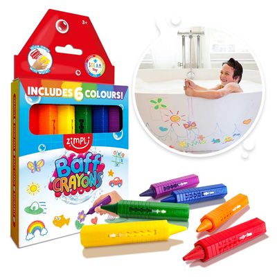 Zimpli Crayons de Bain Baff 6 pièces – Jouet de bain artistique et créatif
