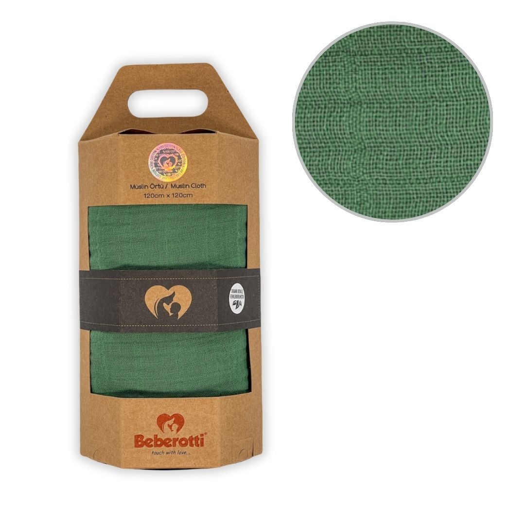 Organic Muslin Swaddle Blanket green
