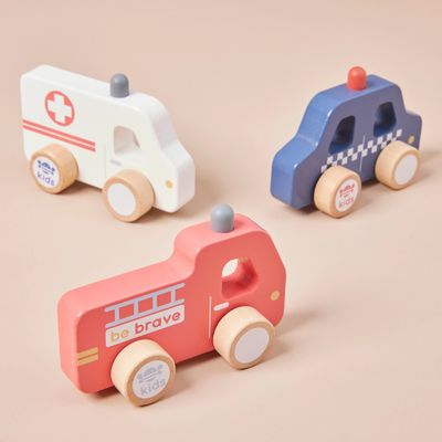 Just Bee Kids Wooden Emergency Vehicle Toys – product image, wooden toy, gift for kids