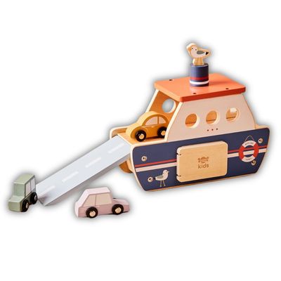 Just Bee Kids Wooden Ferry Toy Playset with Cars FSC