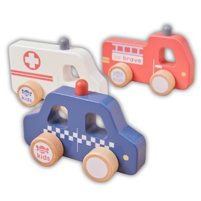Just Bee Kids Wooden Emergency Vehicle Toys