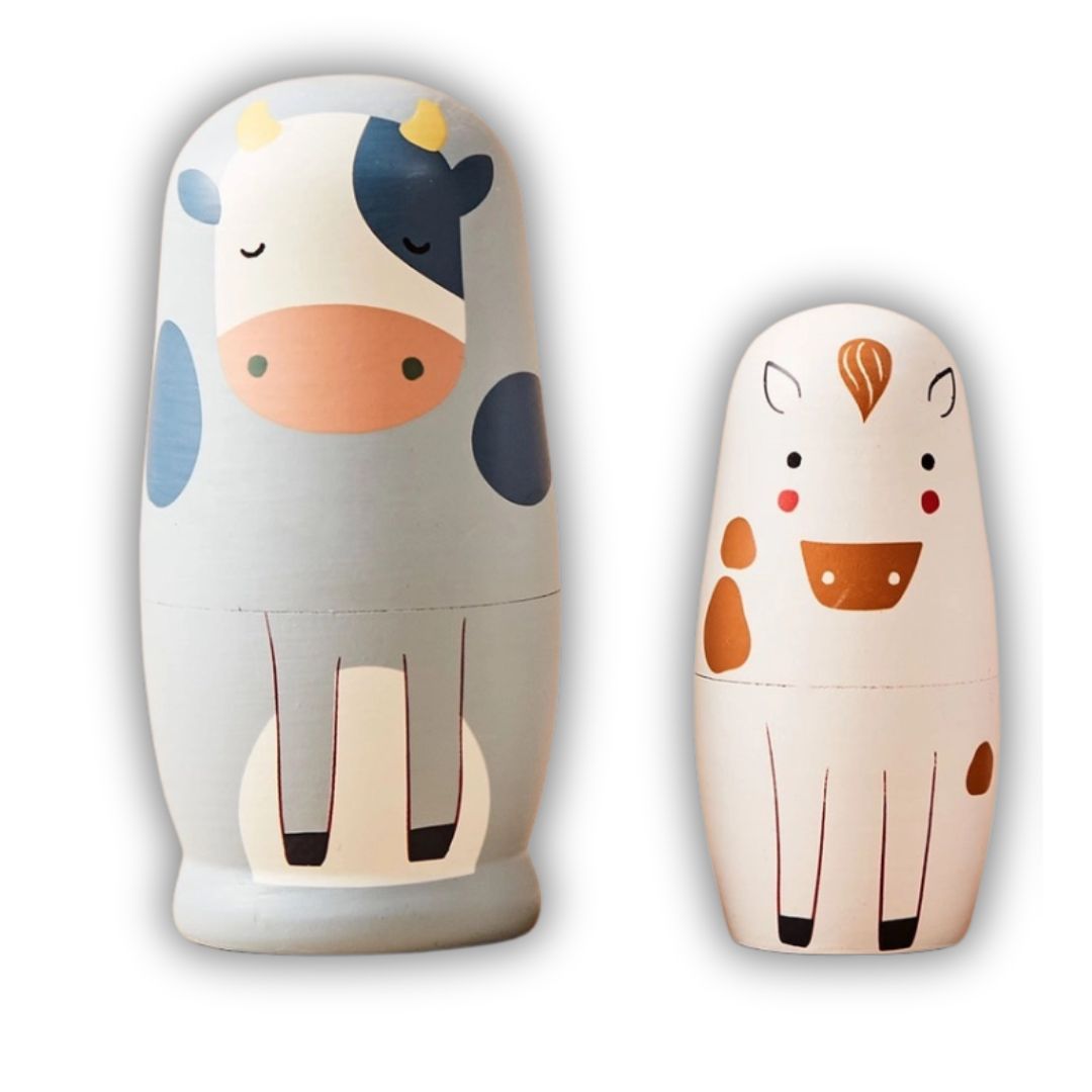 Just Bee Kids Poupées Russes Animaux de la Ferme en Bois