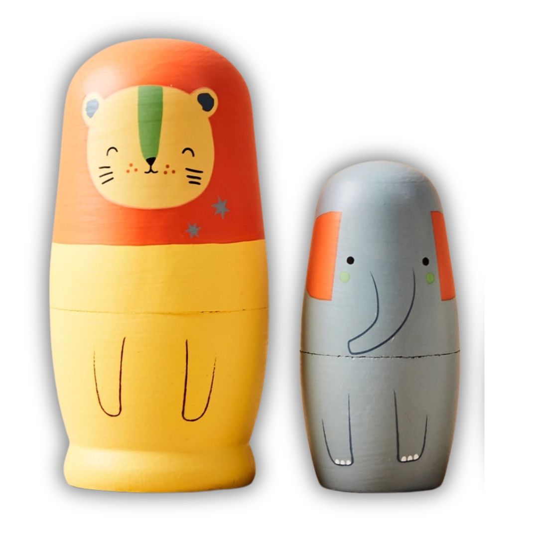Just Bee Kids Safari Animal Wooden Nesting Dolls